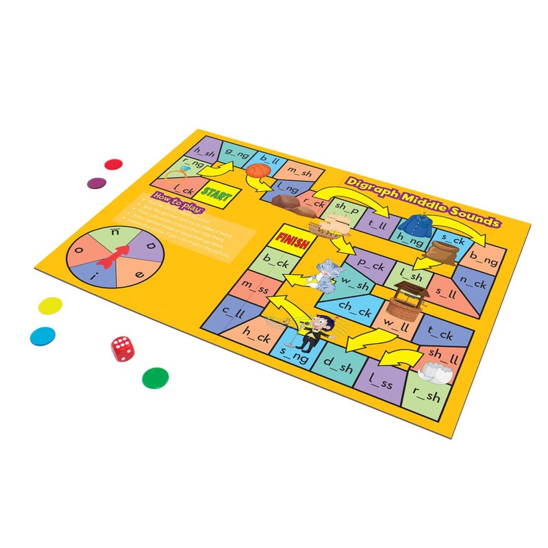 Junior Learning Phonics Board Games Set, 6 Counters, Ages 4-5, Language Skills, Pre K-K, Medium - Image 4